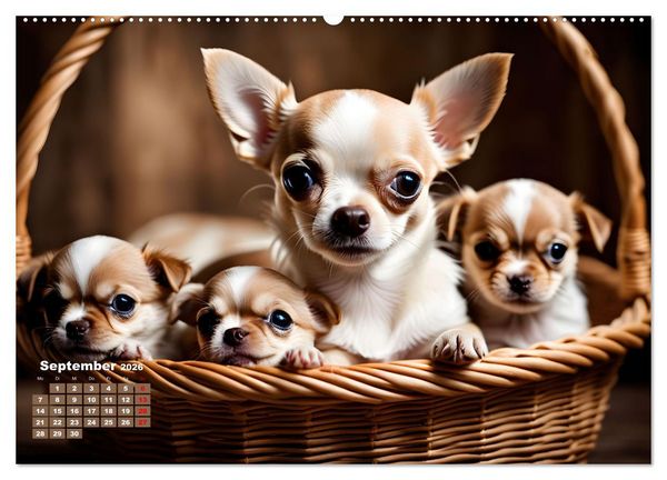 Produktbild: Chihuahua - der mutige Winzling (hochwertiger Premium Wandkalender 2026 DIN A2 quer), Kunstdruck in Hochglanz