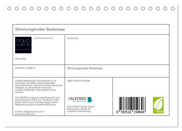 Produktbild: Stimmungsvoller Bodensee (Tischkalender 2026 DIN A5 quer), CALVENDO Monatskalender