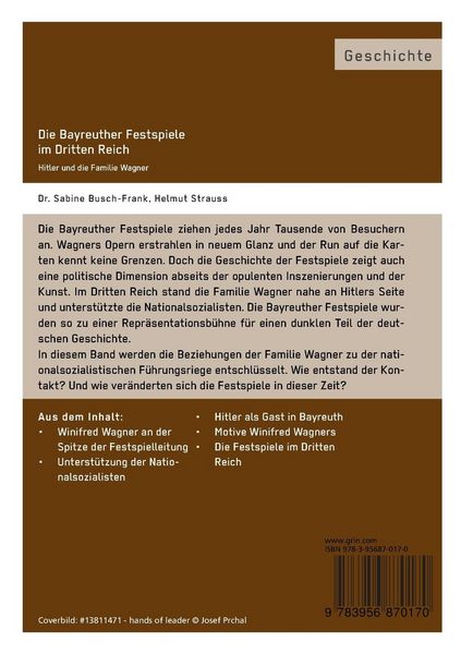 Produktbild: Die Bayreuther Festspiele im Dritten Reich Hitler und die Familie Wagner