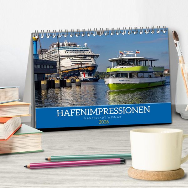 Produktbild: Hansestadt Wismar - Hafenimpressionen (Tischkalender 2026 DIN A5 quer), CALVENDO Monatskalender