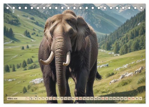 Produktbild: Riesen der Eiszeit &ndash; Ein Jahr voller Mammut Momente (Tischkalender 2026 DIN A5 quer), CALVENDO Monatskalender