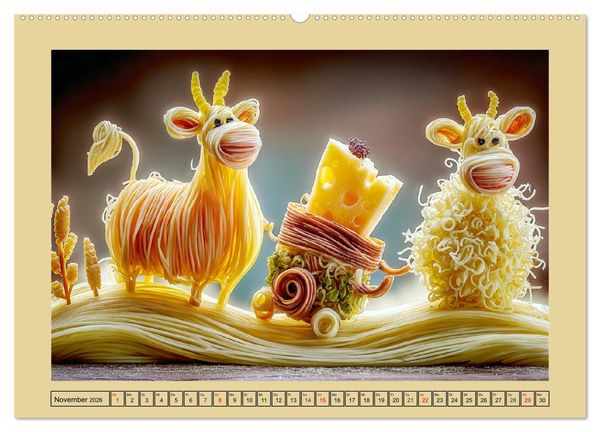 Produktbild: Auf dem Nudelhof. Spaghetti-Tiere zum Schmunzeln (Wandkalender 2026 DIN A2 quer), CALVENDO Monatskalender