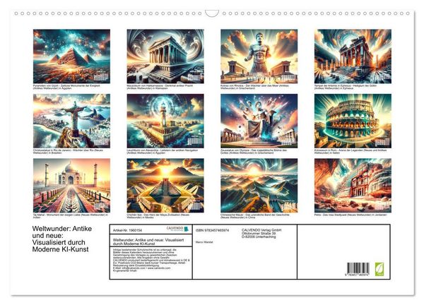 Produktbild: Weltwunder: Antike und neue: Visualisiert durch Moderne KI-Kunst (Wandkalender 2026 DIN A2 quer), CALVENDO Monatskalender