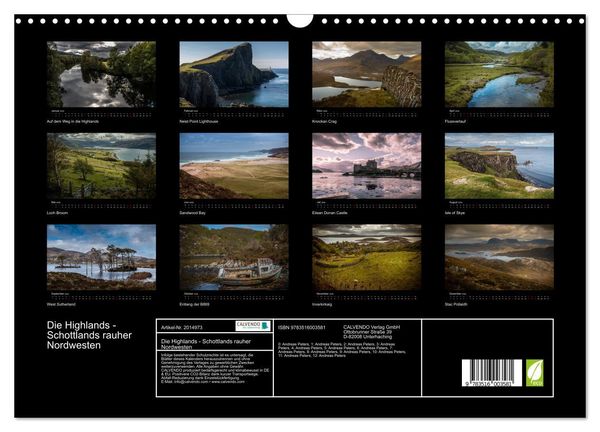 Produktbild: Die Highlands - Schottlands rauher Nordwesten (Wandkalender 2026 DIN A3 quer), CALVENDO Monatskalender