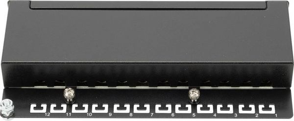 Produktbild: Digitus DN-91612SD-EA 12 Port Netzwerk-Patchbox CAT 6a 1 HE Schwarz (RAL 9005) Best&uuml;ckt
