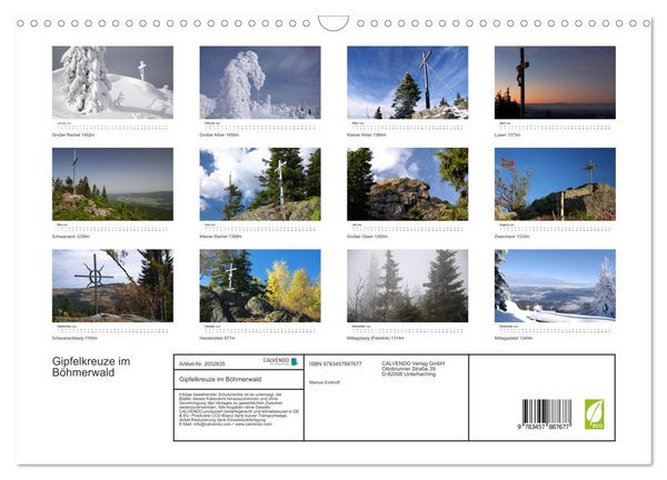 Produktbild: Gipfelkreuze im B&ouml;hmerwald (Wandkalender 2026 DIN A3 quer), CALVENDO Monatskalender