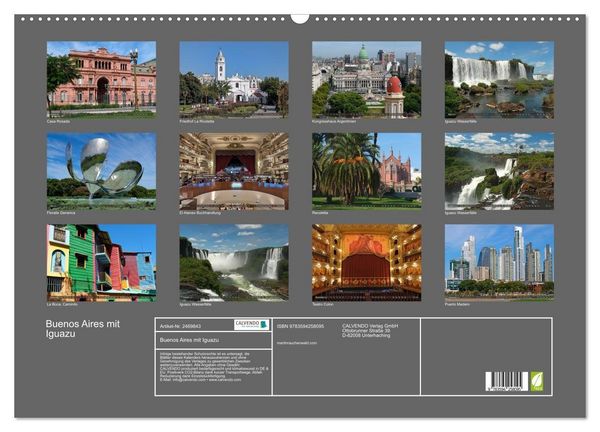 Produktbild: Buenos Aires mit Iguazu (Wandkalender 2027 DIN A2 quer), CALVENDO Monatskalender