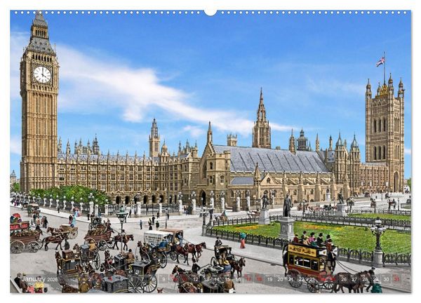 Produktbild: London around 1890-1900 - photos restored and colourised (Wall Calendar 2026 DIN A2 landscape), CALVENDO 12 Month Wall Calendar