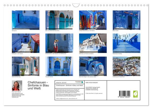 Produktbild: Chefchaouen - Sinfonie in Blau und Wei&szlig; (Wandkalender 2026 DIN A3 quer), CALVENDO Monatskalender