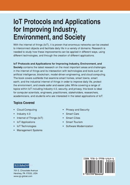 Produktbild: IoT Protocols and Applications for Improving Industry, Environment, and Society