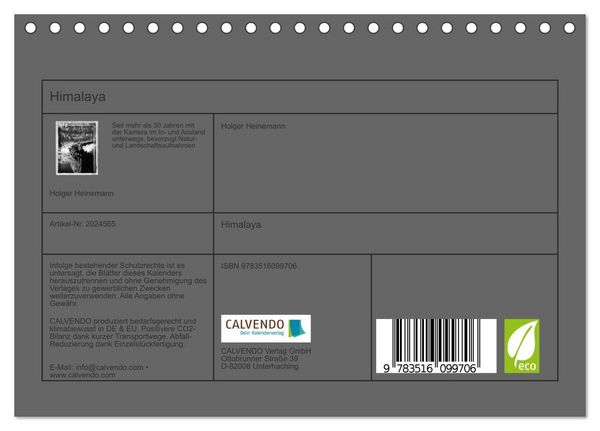 Produktbild: Himalaya (Tischkalender 2026 DIN A5 quer), CALVENDO Monatskalender