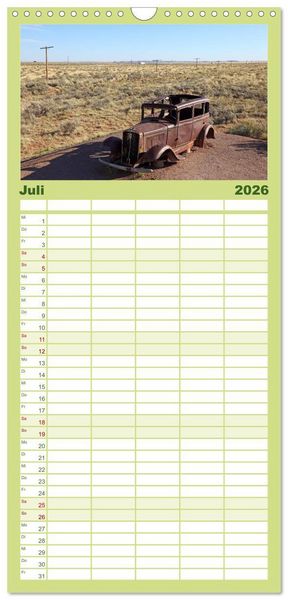 Produktbild: Familienplaner 2026 - Route 66 im S&uuml;dwesten mit 5 Spalten (Wandkalender, 21 x 45 cm) CALVENDO