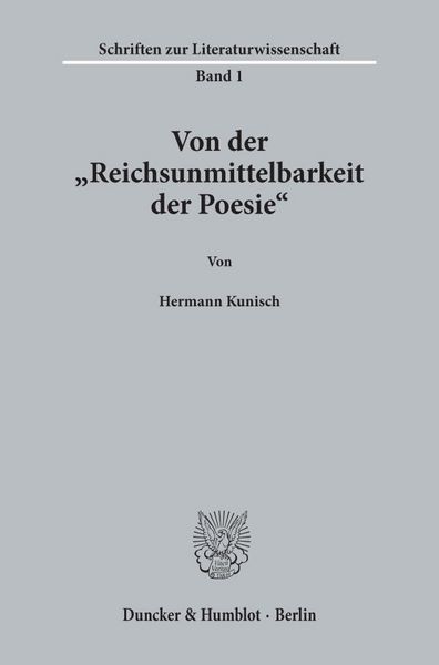 Produktbild: Von der "Reichsunmittelbarkeit der Poesie".