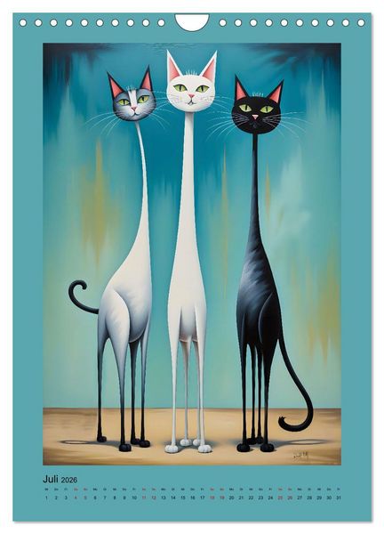 Produktbild: Buntes Katzenvolk (Wandkalender 2026 DIN A4 hoch), CALVENDO Monatskalender