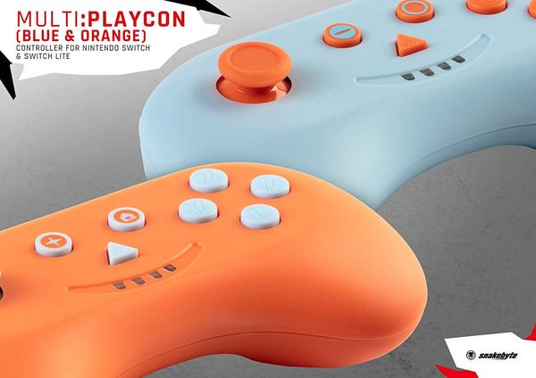 snakebyte nsw multi: playcon - 2 pc set (black and grey) wireless bluetooth  controller gamepad joypad joy-con multiplayer compatible with nintendo