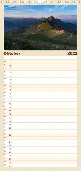 Produktbild: Familienplaner Goldene Stunde - Landschaftsbilder der Schweiz (Wandkalender 2022 , 21 cm x 45 cm, hoch)