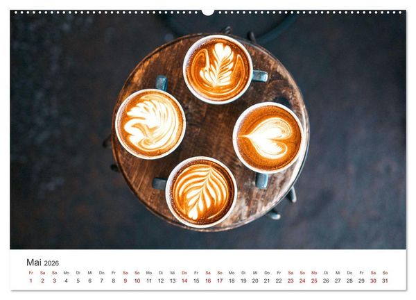 Produktbild: Kaffeekunst - Purer Genuss (Wandkalender 2026 DIN A2 quer), CALVENDO Monatskalender