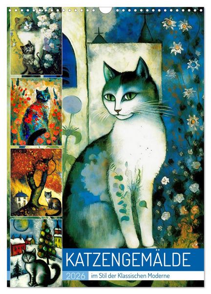 Produktbild: Katzengem&auml;lde (Wandkalender 2026 DIN A3 hoch), CALVENDO Monatskalender