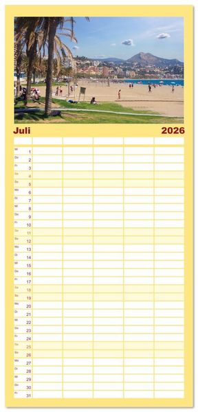 Produktbild: Familienplaner 2026 - Malaga Highlights der Stadt an der Costa del Sol mit 5 Spalten (Wandkalender, 21 x 45 cm) CALVENDO