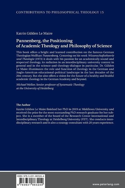 Produktbild: Pannenberg, the Positioning of Academic Theology and Philosophy of Science