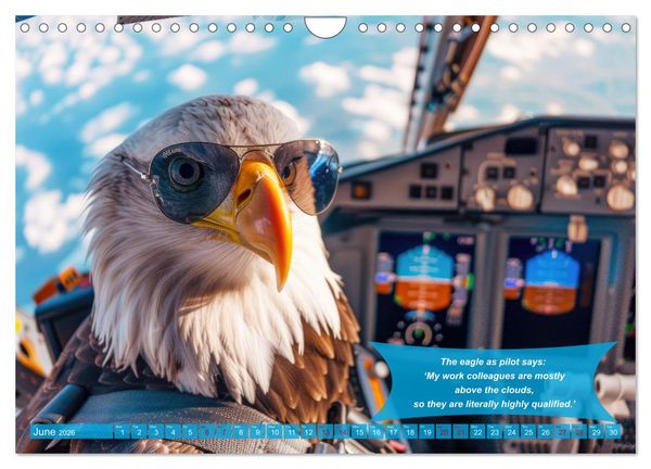 Produktbild: Funny charming animals as pilots (Wall Calendar 2026 DIN A4 landscape), CALVENDO 12 Month Wall Calendar