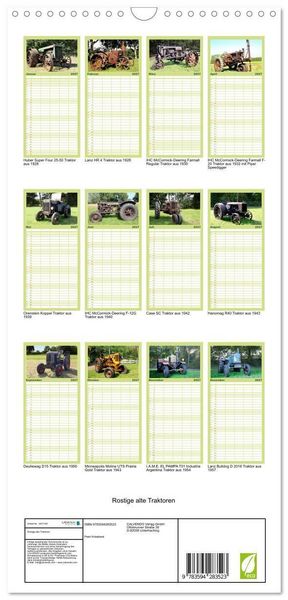 Produktbild: Familienplaner 2027 - Rostige alte Traktoren mit 5 Spalten (Wandkalender, 21 x 45 cm) CALVENDO