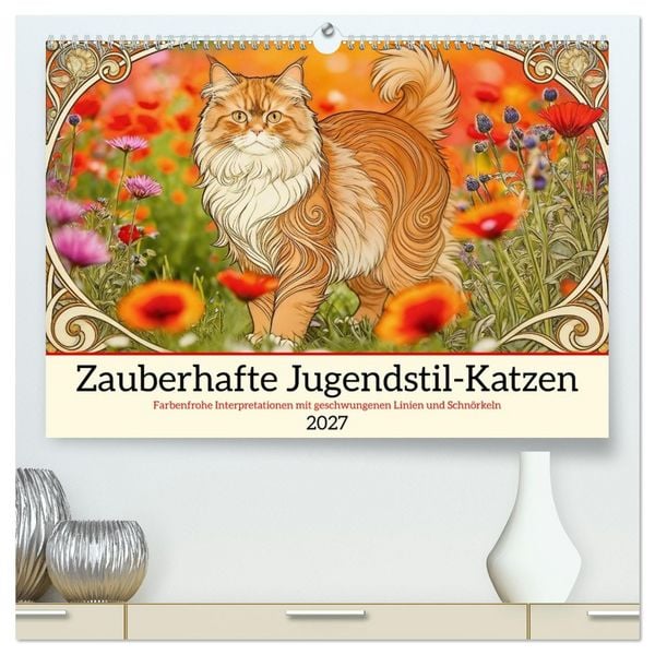 Produktbild: Zauberhafte Jugendstil-Katzen (hochwertiger Premium Wandkalender 2027 DIN A2 quer), Kunstdruck in Hochglanz