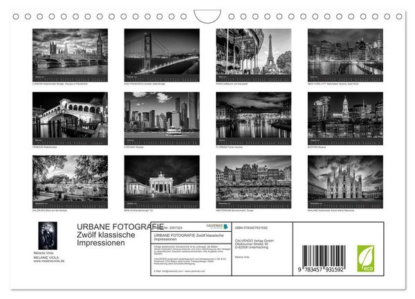 Produktbild: URBANE FOTOGRAFIE Zw&ouml;lf klassische Impressionen (Wandkalender 2026 DIN A4 quer), CALVENDO Monatskalender