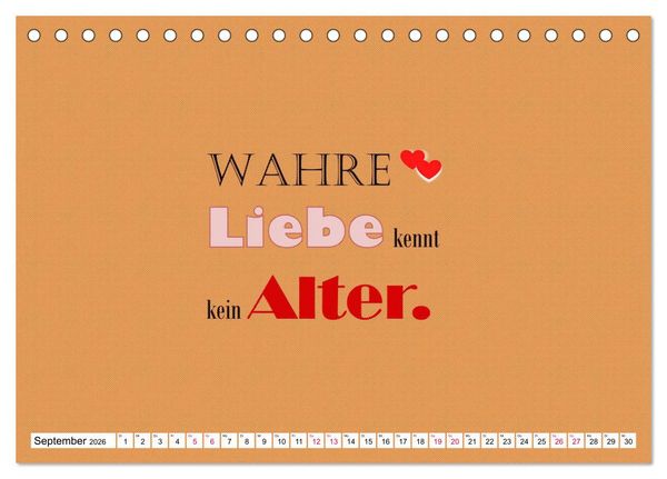 Produktbild: Zitate und Spr&uuml;che In Sachen LIEBE (Tischkalender 2026 DIN A5 quer), CALVENDO Monatskalender