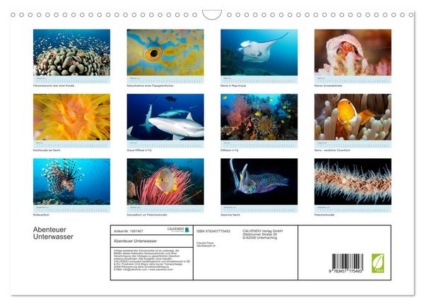 Produktbild: Abenteuer Unterwasser (Wandkalender 2026 DIN A3 quer), CALVENDO Monatskalender