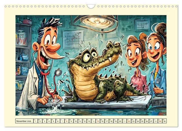 Produktbild: Beim Tierarzt! Tierisch schr&auml;ge Besuche in der Vetklinik (Wandkalender 2026 DIN A3 quer), CALVENDO Monatskalender