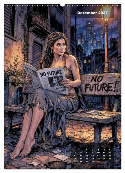Produktbild: No Future: Dystopische Street-Art Graphic Novel (Wandkalender 2027 DIN A2 hoch), CALVENDO Monatskalender