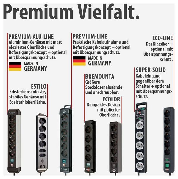 Produktbild: Brennenstuhl 1159540376 &Uuml;berspannungsschutz-Steckdosenleiste 6fach Anthrazit Schutzkontakt 1 St.