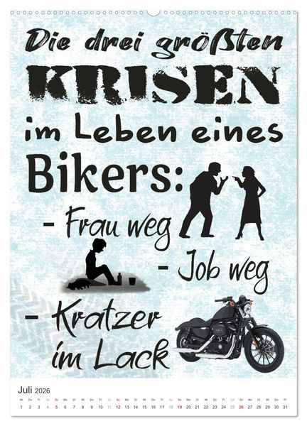 Produktbild: Coole Biker-Spr&uuml;che (hochwertiger Premium Wandkalender 2026 DIN A2 hoch), Kunstdruck in Hochglanz