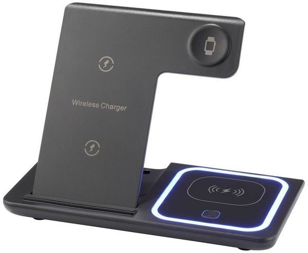 Renkforce Induktions-Ladegerät 15 W RF-QiWC3in1-01 RF-5780662 Ausgänge Magnetanschluss Schwarz