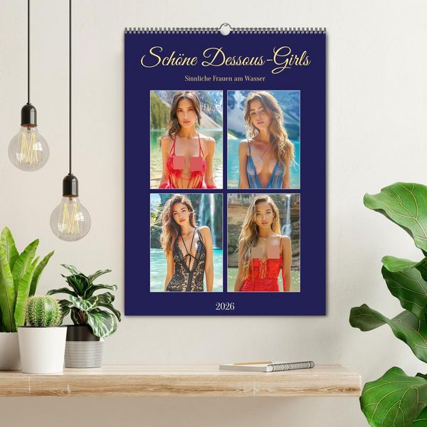 Produktbild: Sch&ouml;ne Dessous-Girls. Sinnliche Frauen am Wasser (Wandkalender 2026 DIN A2 hoch), CALVENDO Monatskalender