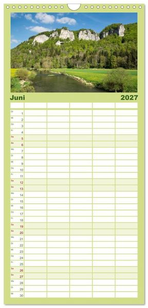 Produktbild: Familienplaner 2027 - Das Donautal - Wanderparadies auf der Schw&auml;bischen Alb mit 5 Spalten (Wandkalender, 21 x 45 cm) CALVENDO