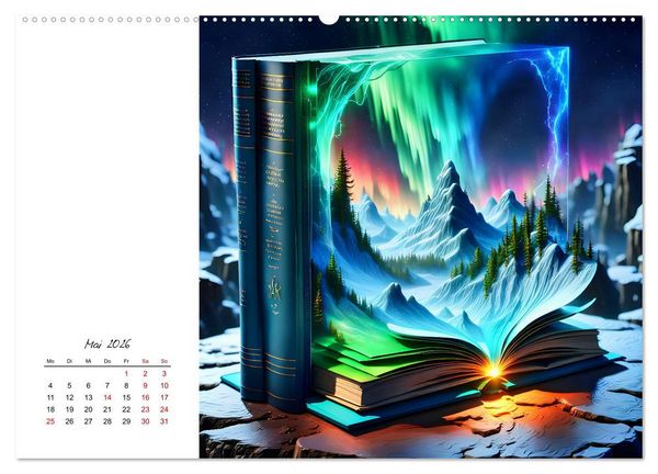 Produktbild: Fantastische surreale B&uuml;cherwelten (hochwertiger Premium Wandkalender 2026 DIN A2 quer), Kunstdruck in Hochglanz