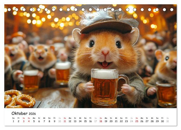 Produktbild: Hamster im Freizeitpark - Lustiger Kalender mit Jahrmarkt-Motiven (Tischkalender 2026 DIN A5 quer), CALVENDO Monatskalender