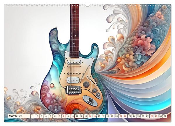 Produktbild: Guitars Fractal Art (Wall Calendar 2026 DIN A2 landscape), CALVENDO 12 Month Wall Calendar