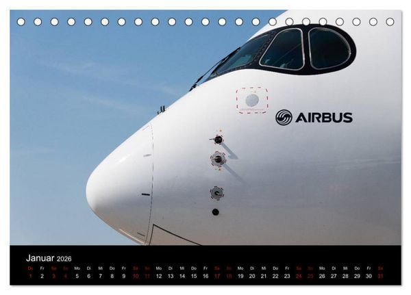 Produktbild: Airbus A350 Hautnah (Tischkalender 2026 DIN A5 quer), CALVENDO Monatskalender