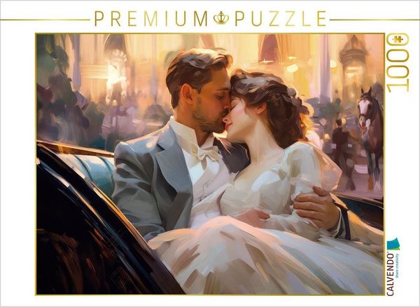 Produktbild: CALVENDO Puzzle Ein Kuss in einer Kutsche | 1000 Teile Lege-Gr&ouml;&szlig;e 64x48cm Foto-Puzzle f&uuml;r gl&uuml;ckliche Stunden