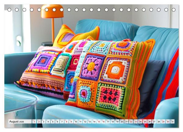 Produktbild: Granny Square Kunst - Ein Jahr voller kreativer H&auml;kelideen (Tischkalender 2026 DIN A5 quer), CALVENDO Monatskalender