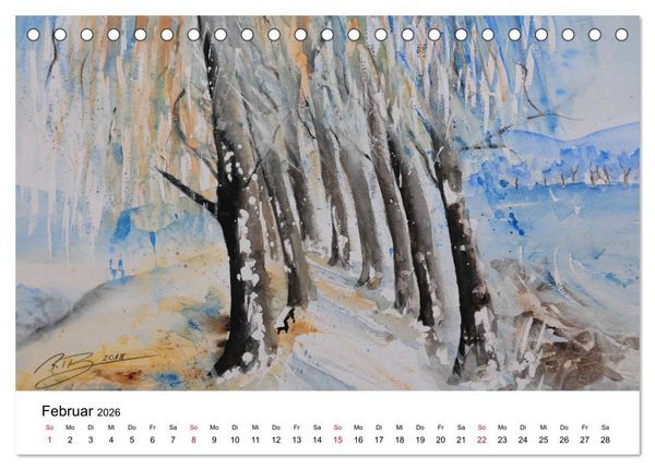 Produktbild: Landschafts-Aquarelle 2026 Roswita Ilona Baumann (Tischkalender 2026 DIN A5 quer), CALVENDO Monatskalender