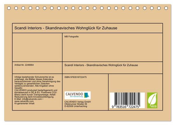 Produktbild: Scandi Interiors - Skandinavisches Wohngl&uuml;ck f&uuml;r Zuhause (Tischkalender 2026 DIN A5 quer), CALVENDO Monatskalender