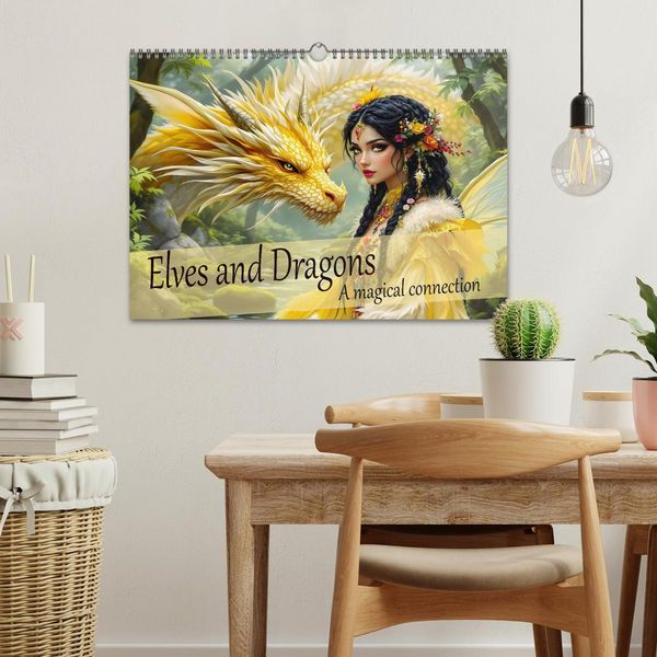 Produktbild: Elves and Dragons - A magical connection (Wall Calendar 2026 DIN A3 landscape), CALVENDO 12 Month Wall Calendar