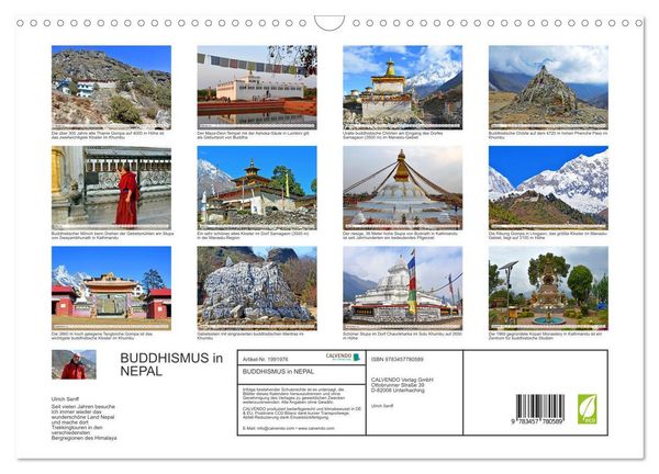 Produktbild: BUDDHISMUS in NEPAL (Wandkalender 2026 DIN A3 quer), CALVENDO Monatskalender