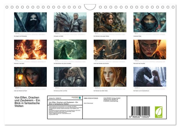 Produktbild: Von Elfen, Drachen und Zauberern - Ein Blick in fantastische Welten (Wandkalender 2026 DIN A4 quer), CALVENDO Monatskalender