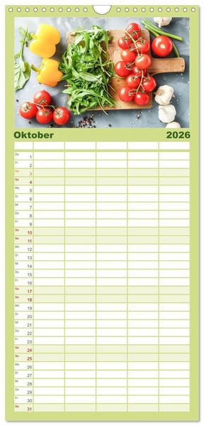Produktbild: Familienplaner 2026 - Mediterrane K&uuml;che mit 5 Spalten (Wandkalender, 21 x 45 cm) CALVENDO