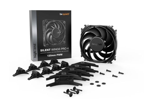 Produktbild: BeQuiet SILENT WINGS PRO 4 PC-Geh&auml;use-L&uuml;fter Schwarz (B x H x T) 120 x 25 x 120mm